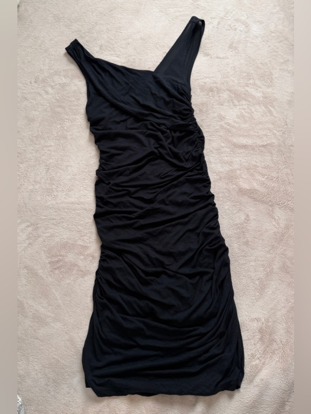 Express Black One-Shoulder Ruched Bodycon Dress